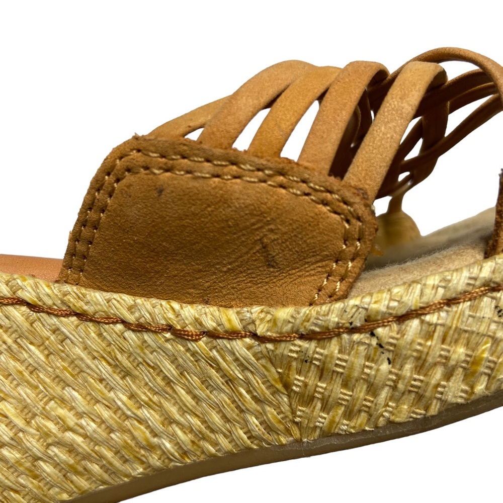 BOC Leather Crisscross Woven Strappy Wedge Sandals Tan Size 9 - Picture 10 of 16
